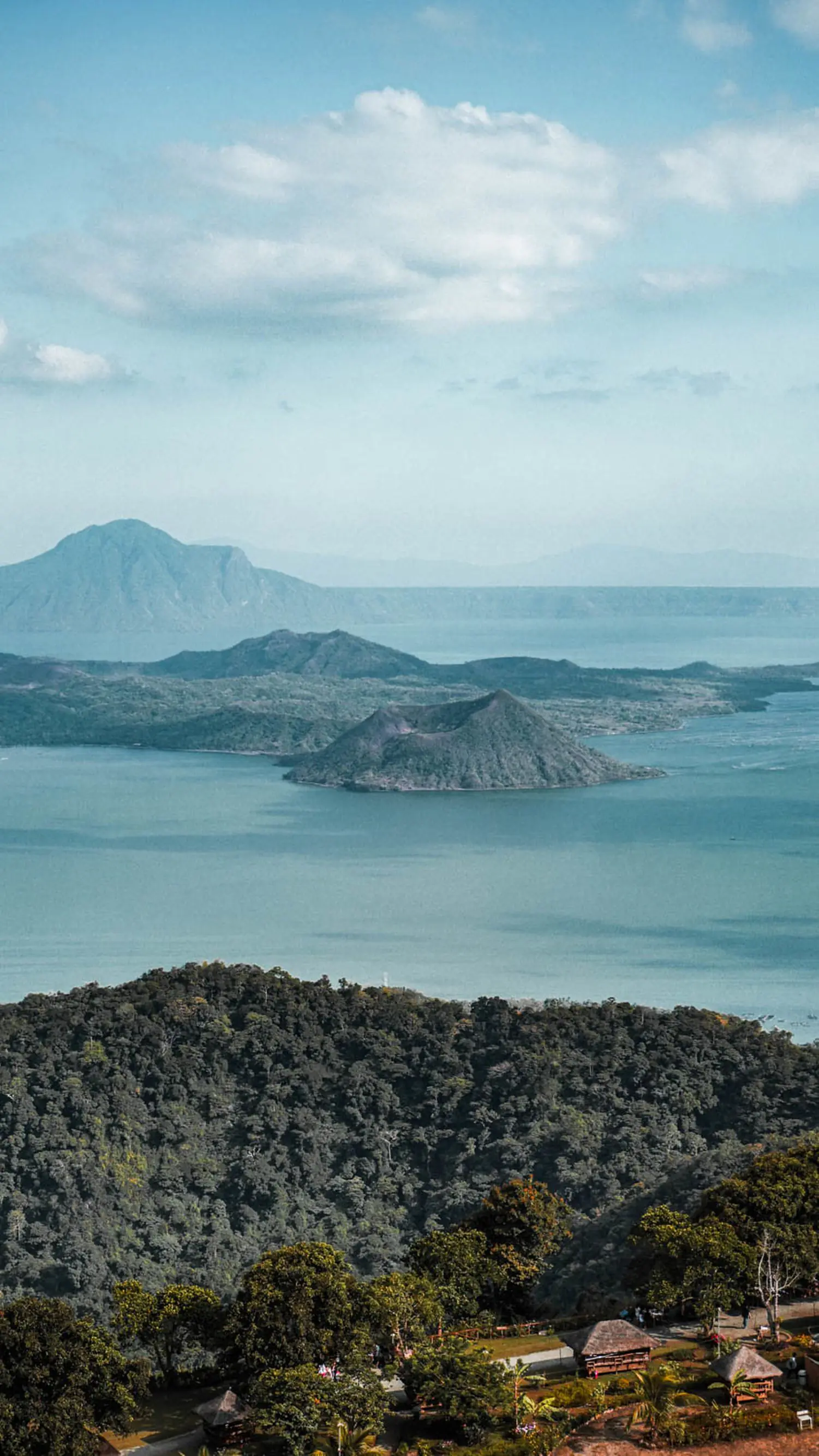 Aerial view of Taal Volcano and the lake from Tagaytay, Philippines.